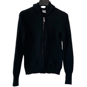 J. Crew Cashmere Zip Front Hoodie - Black - XS